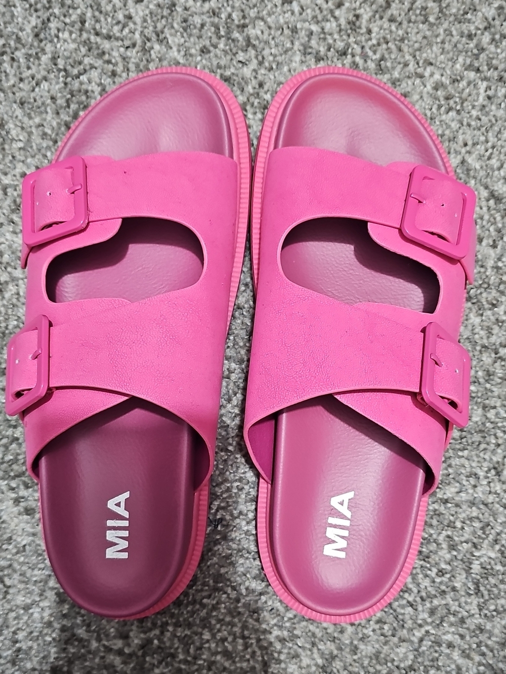 MIA Pink Double Buckle Slide Sandals